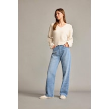 Defacto Baggy Fit Yüksek Bel Düz Paça Jean Pantolon G0586ax25smbe702 Mavi