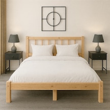 120cm X 200cm Doğal Masif Ahşap Yuvarlak Çıtalı Başlıklı Karyola Doğal Ahşap Natural Renk 120cm X 200cm Doğal Masif Ahşap Yuvarlak Çıtalı Başlıklı Karyola Doğal Ahşap Natural Renk