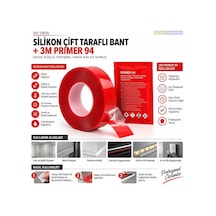 Silikon Çift Taraflı Bant 9mm X 5m + 3m Primer 94 Yapışma Güçlendirici Set Bant Marketim