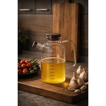 Porsima Lm-0108 Verra Kapaklı Borosilikat Cam Yağlık Sirkelik Yağdanlık 1000ml Şeffaf