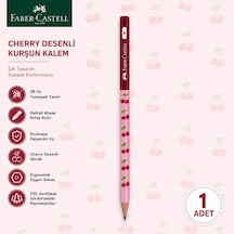 Faber-castell Cherry Desenli Kurşun Kalem 1 Adet 2b Yuvarlak Gövde Kırmızı