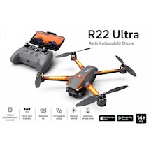 R22 Ultra Drone Katlanabilir Dron 1080p Hd Kamera Fırçasız Motor Renkli Led Işıklı Soğutucu Aydınlatma Optik Akış Koruma Titreşim Önleme Çift Elektirkli Kamera
