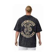 Sons Of Anarchy Rock Metal Müzik Grubu Sırt Baskılı Unisex Oversi Siyah