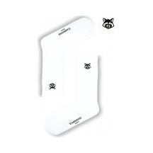 Nakışlı Rakun Desenli Beyaz Erkek Çorap Beyaz