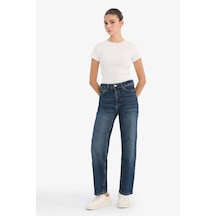 Defacto Comfort Straight Yüksek Bel Bilek Boy Jean Yıkamalı Pantolon D8154ax25aunm35 Mavi-nm35