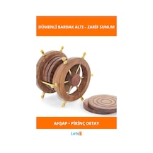 Pirinç Dümenli Ahşap Bardak Altlığı 6'lı Set 1 Adet