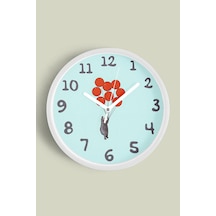 Soyut Tasarım Çocuk Odası Modern Duvar Saati - 25cm - Önü Camlı Beyaz Kasa - Sessiz Mekanizma-jh0088 Beyaz