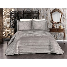 Elina Kadife Çift Kişilik Yatak Örtüsü Gri (552386007) Gri