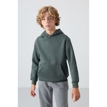 Tommylife Tommy Life Haki Pamuklu Kalın İçi Tüylü Yumuşak Dokulu Standart Fit Baskılı Erkek Çocuk Sweatshirt - 11215 Haki