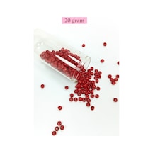 Dökme Cam Kum Boncuk Büyük Boy 6/0 4 Mm - 20 Gram - Koyu Kırmızı - Bnc074