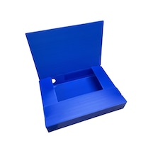 Arşiv Klasörü 24x5x32cm A4 İçin Oluklu Plastik Mavi Lastikli Sırt Etiketli Metal Parmak Halkalı Arşiv Kutusu 32x5