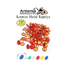 Kırmızı Raptiye 100 Adet 1 Paket Renkli Pvc Kaplı Başlıklı Raptiye Plastik Yuvarlak Düğmeli Raptiye Pano Okul Ofis Büro
