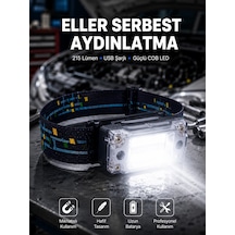 Kompakt Led Kafs Feneri Usb Şarjlı Manyetik 2 Işık Modlu 215 Lümen Yeni Nesil