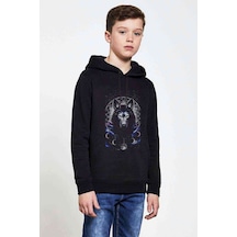 Tshirthane Teen Wolf Kurt Baskılı Unisex Çocuk Kapüşonlu Siyah Sweatshirt
