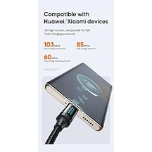 Ca-1100 Type-c Kablo 100w - Dijital Watt Göstergeli Hızlı Şarj Kablosu, 5a Pd Qc Usb-c, Laptop/tablet/telefon, 1.2m