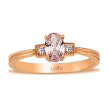 Lova Pırlantalı Oval Morganit Yüzük - 1020282