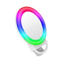 Şarjlı Aynalı Rgb Renkli Ring Light Led Selfie Telefon Pc Yayın Işığı Klipsli 10 Cm