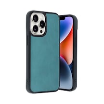 Apple İphone Uyumlu 14 Pro Max Kılıf Aras Deri Kapak - Açık Yeşil Çokrenkli