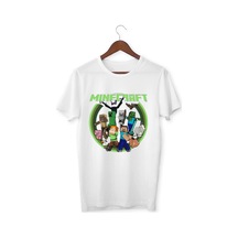 Minecraft Tişört Çocuk Yetişkin Beyaz T-shirt Unisex Çocuk Minecraft Beyaz