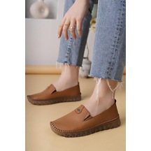 Nesilshoes Nesil Shoes Knc 14 Taba Hakiki Deri Şeffaf Taban Kadın Ayakkabı