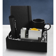 Kişiye Özel Defter & Kişiye Özel Deri Kılıflı Touch Pen Kalem & Siyah Kupa & Usb Çoğaltıcılı Bant Makinesi