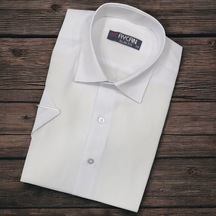 Linen Keten Klasik %100 Cotton Kısa Kollu Terletmeyen Slim-fit Beyaz Gömlek Regular Kalıp Beyaz