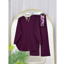 Lovie Moda Kadın Oysh Kumaş İkili Takım Mor