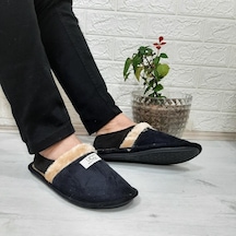 Ucc Siyah İçi Kürklü Ev İçi Tüylü Misafir Terliği 001