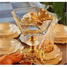 Çnr Home Collection Karen 6 Adet Kelebekli Döküm Ayakli Kase Magnolia, Dondurmalik Cup & Çerezlik Sunumluk Gold