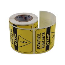 Dikkat Elektirik Tehlikesi Etiketi 70mm X 80mm Ruloda 250 Adet