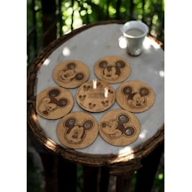 Ahşap Figürlü 6'lı Bardak Altlığı Dekoratif 3mm - Mickey Mouse Ahşap