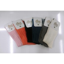 Diba Kadın Yün Örgü Desenli Karışık Renkli Soket Çorap - 12 Adet