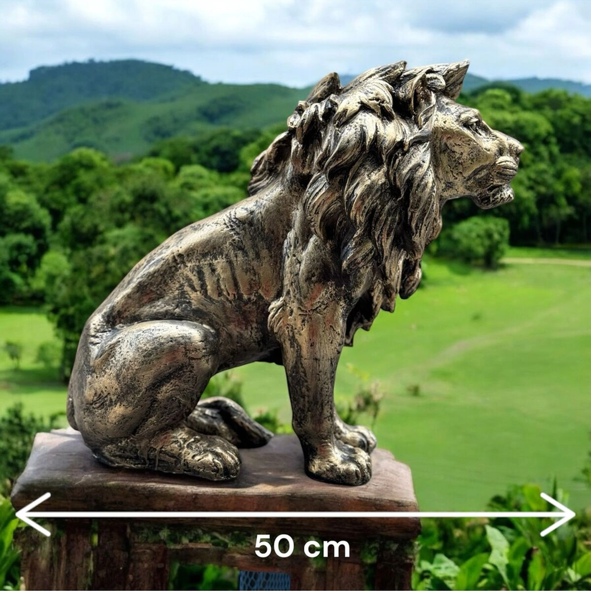 Dekoratif Polyester Büyük Boy Arslan Biblo Gold Eskitme .