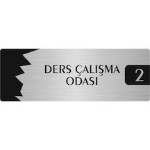 Metal Departman Kapı İsimliği, Yönlendirme Levhası Ders Çalışma Odası 2 7x20 Cm Gümüş Renk