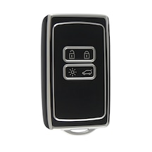 Autohan Keys Lüx Renault Anahtar Kılıfı, Clio E-tech, Austral, Megane 4, Talisman, Clio 5 Uyumlu, Siyah-gümüş