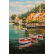 Sahilde Tekneler Temalı Renkli Boyama Hobi Seti, 40x50 Cm