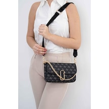 Silver Polo Sp1171 Kadın Omuz Çantası Monogram Füme-siyah