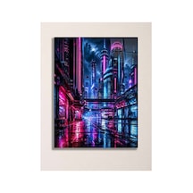 Fütüristik Neon Şehir A3 Metal Poster Pembe Mavi Işıklı Fütüristik Bilim Kurgu Gece Manzarası Dekoratif Duvar Tablosu Çok Renkli - 937548576 Çok Renkli - 937548576 Çok Renkli