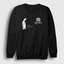Presmono Unisex İmza Queen Freddie Mercury Sweatshirt Siyah