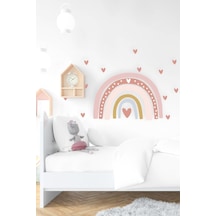 MSticker Pastel Tonlarda Gökkuşağı Ve Kalpler Çocuk Odası Duvar Sticker