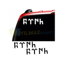 Göktürkçe Türk Yazı Oto Sticker Araba Etiket Cam Yapıştırma 2 Ad