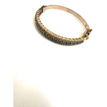 Otantik Kök Zümrüt Ve Zirkon Taşlı Gümüş Kilitli Bileklik