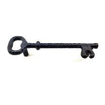 Antika Tarz Dekoratif Pirinç Anahtar Şeklinde Kapı Çekme Kolu, Mobilya, Sandık, Kutu Kulbu - 128mm, Oksit 0-8