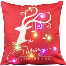 Gajeena 45x45cm Linen Noel Yastık Kılıfı, Renkli Led Işıklı, Araba/koltuk Pencere Dekorasyonu, Fermuar Kapaklı Diğer