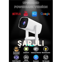 Taşınabilir Powerbank Bataryalı Android Projeksiyon Cihazı Hd Ev Sinema Projektörü Şarjlı Yeni Seri-120816