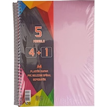 4+1 Ayraçlı Defter 5 Konulu 125 Yaprak 1 Adet 4 Kareli 1 Çizgili Spralli Plastik Kapak Seperatörlü Pembe