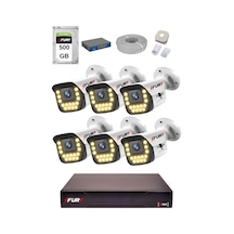 Fury 15 Warm Led Ip Güvenlik Kamera Seti 6 Kameralı Sesli 4mp Gece Renkli Su Geçirmez 1403s 500gb