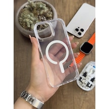 Apple iPhone 14 Magsafe Uyumlu Silikon Kılıf Soocase661 Şeffaf