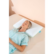 Color Terapi Hava Kanallı Yeşil Ortopedik Visco Yastık 60x40x15 Cm Beyaz