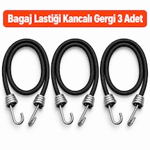 Bagaj Lastiği Siyah Renk Kancalı Gergi 3 Adet - 90 Cm
